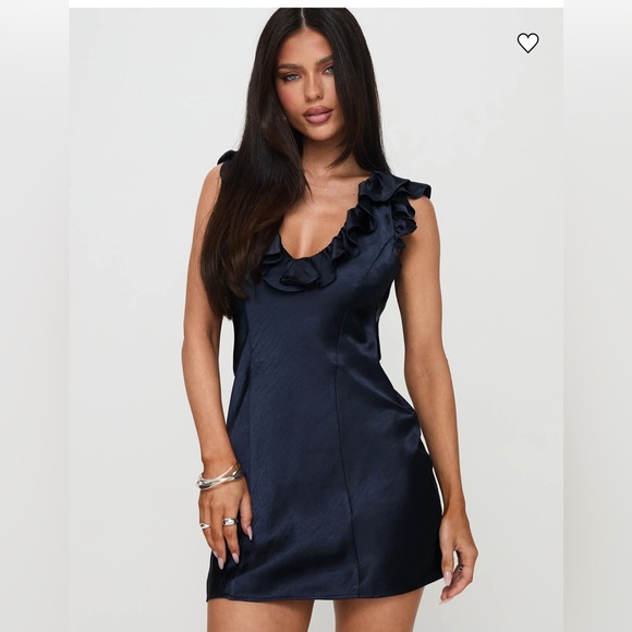 Princess Polly Butacup Frill Mini Dress Navy - Picture 1 of 4